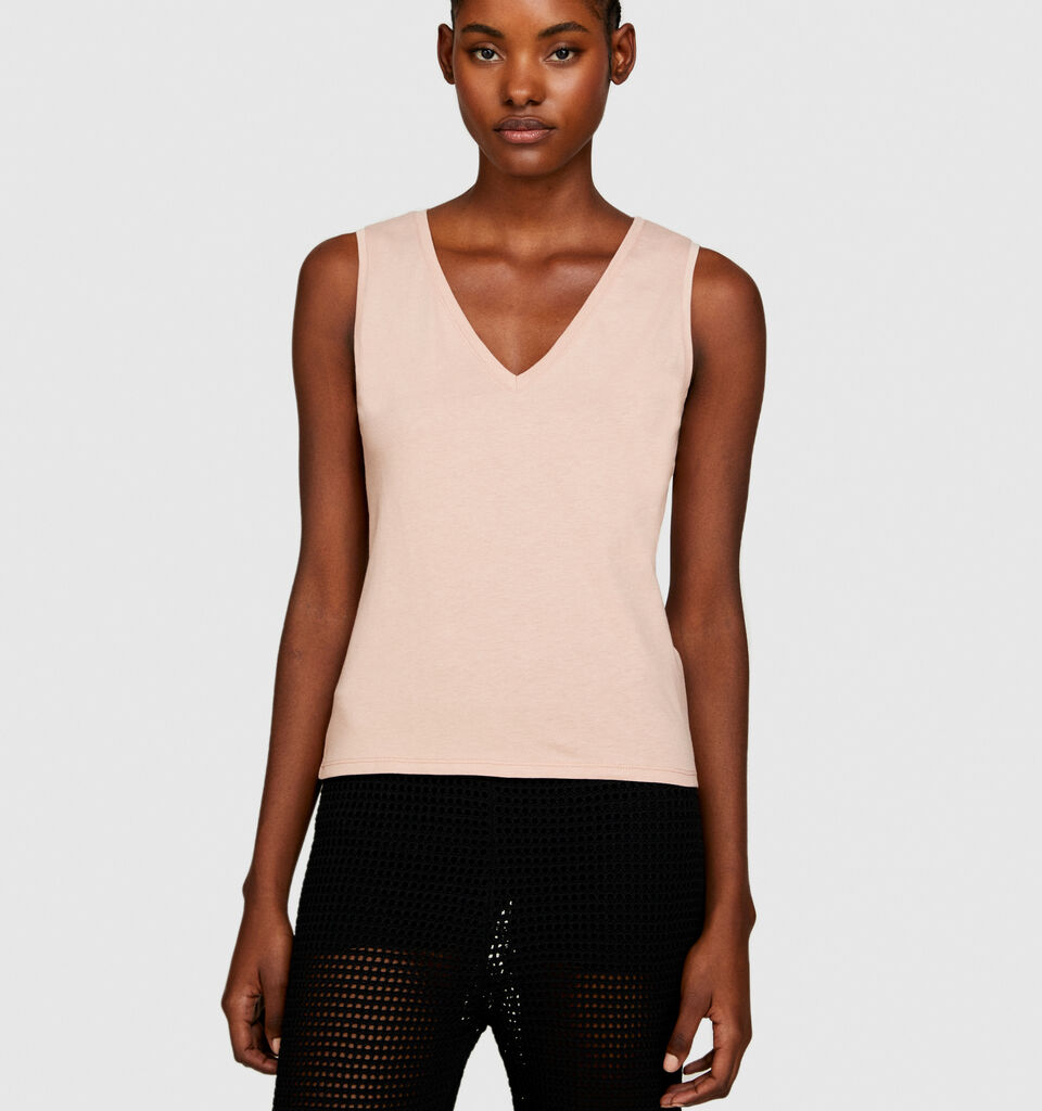 Tank top in 100% cotton - women's tops - Nude | Sisley image number 4